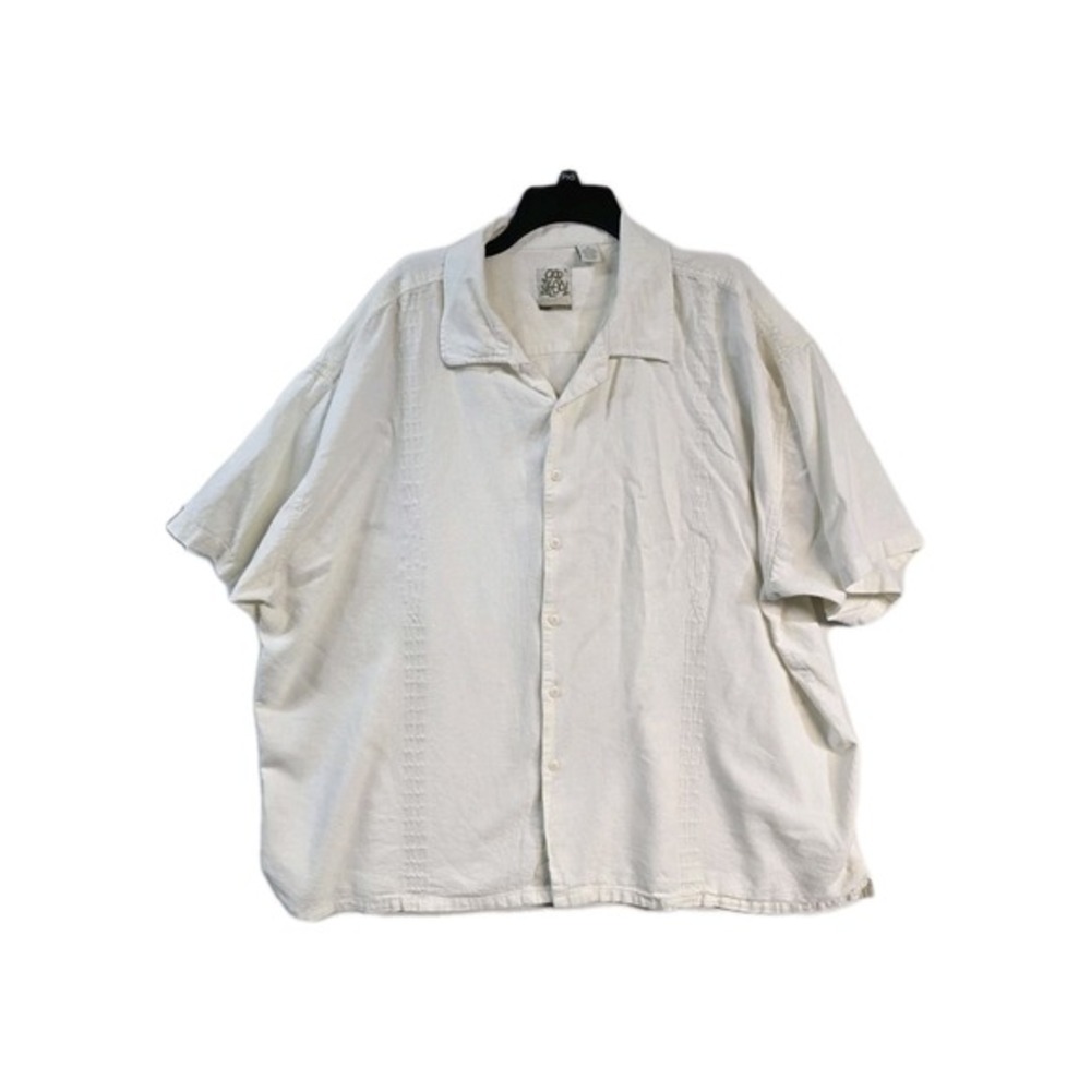 old school Men's Hawaiian Shirt  Ivory 4X Linen Blend‎